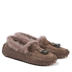 Brunello Cucinelli Monili-embellished Shearling Loafers Dark Brown 37